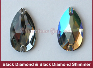 Swarovski Sew On Pear Black Diamond Shimmer